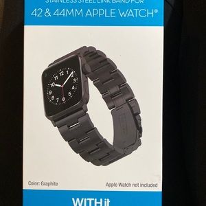 NWT Stainless Steel Link Band for 42/44MM Apple Watch - Black